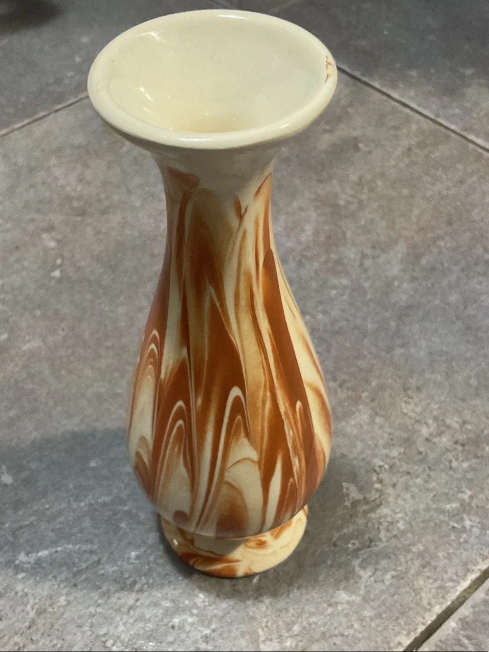 Marble Swirl Ceramic Bud Vase - Brown and Cream